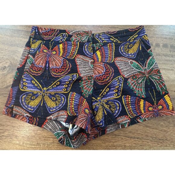 Trina Turk Shorts Womens 2 Black Multicolor Butterfly Print Cotton Made USA - Picture 1 of 6